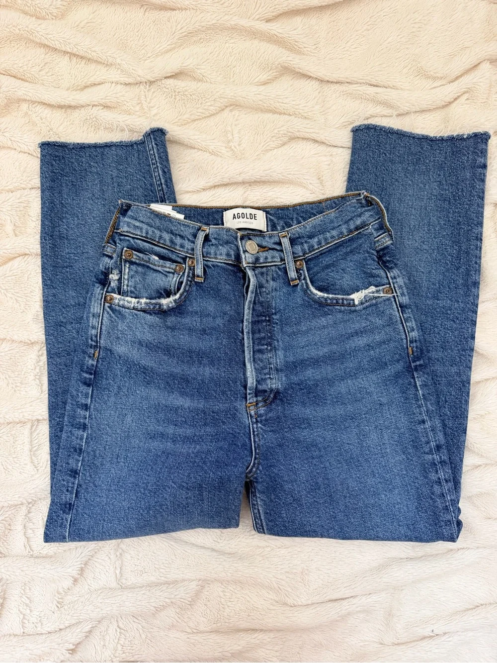 Agolde Riley High Rise Straight Crop Jeans medium wash Sz 24 women’s